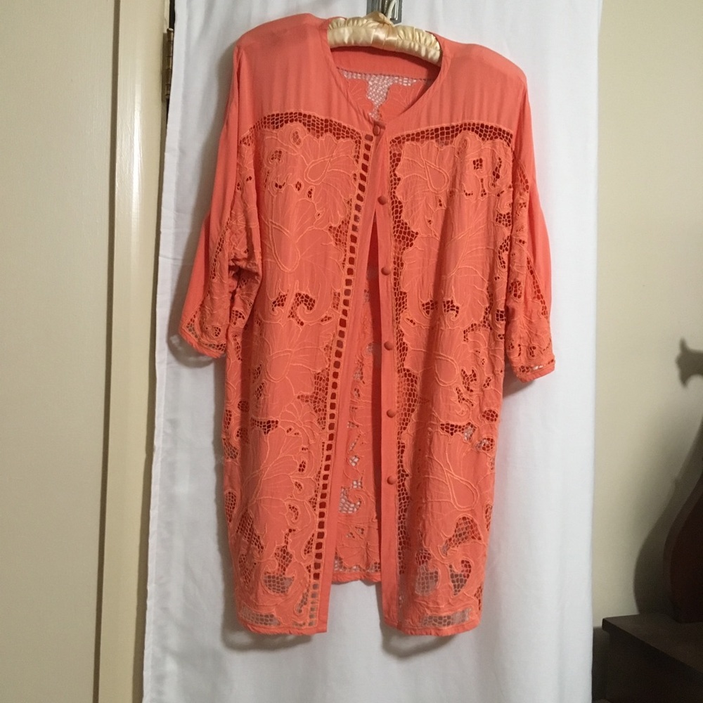 Vintage tangerine/coral tunic top.